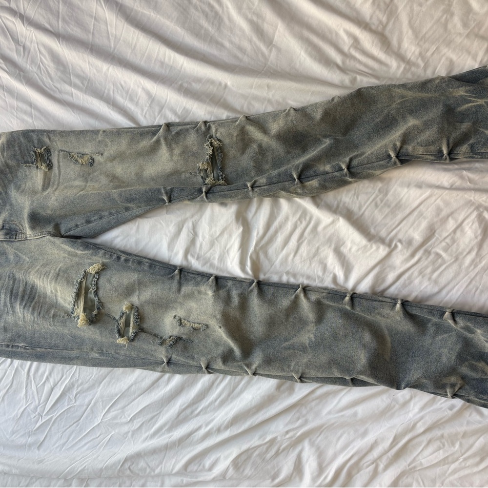 Distressed Gray Jeans